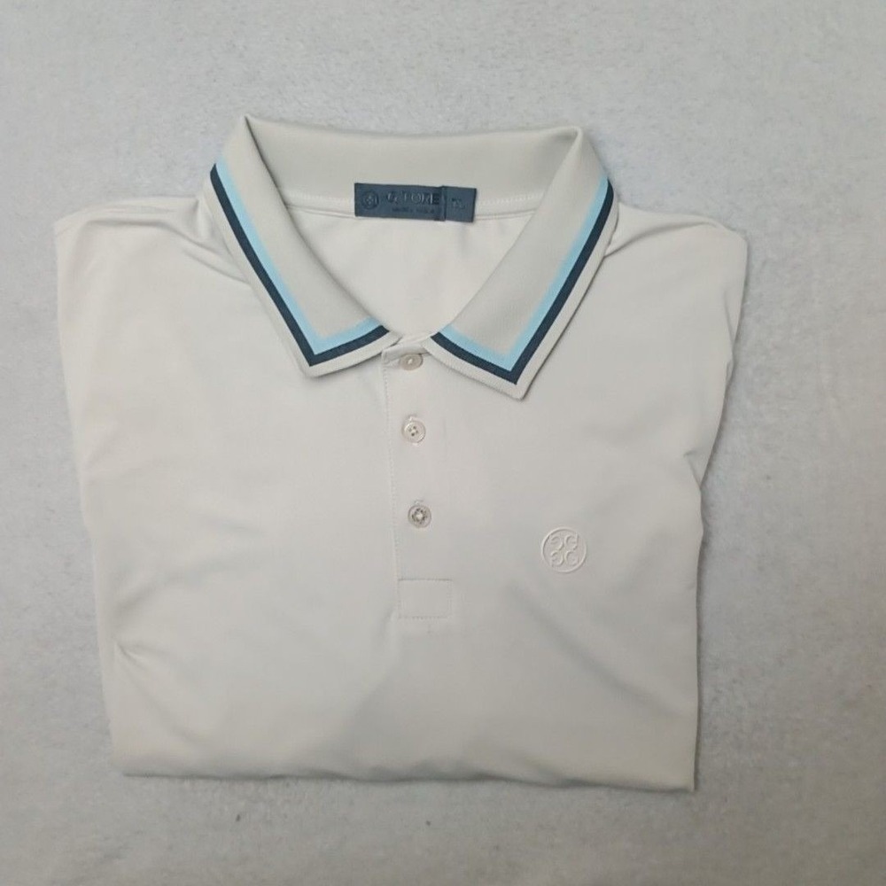 G Fore Polo Shirt Mens XL Beige Golf Moisture Wicking Breathable Lightweight
